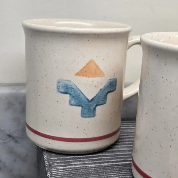 VTG Pfaltzgraff Saratoga Aztec Southwestern Speckled Stoneware Mugs, Set 4, RARE - Picture 15 of 16